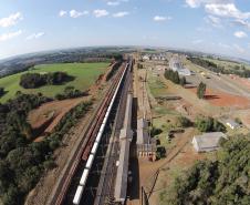 Trem no pátio da Ferroeste em Guarapuava