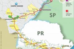 Mapa do traçado Maracaju-Lapa
