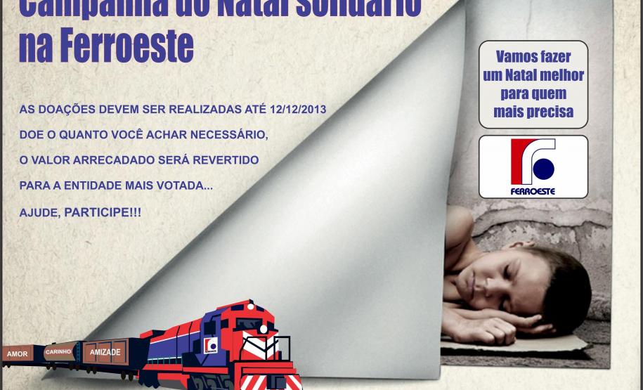 Cartaz de divulgação da campanha Funcionários da Ferroeste fazem “amigo secreto” solidário em Cascavel
