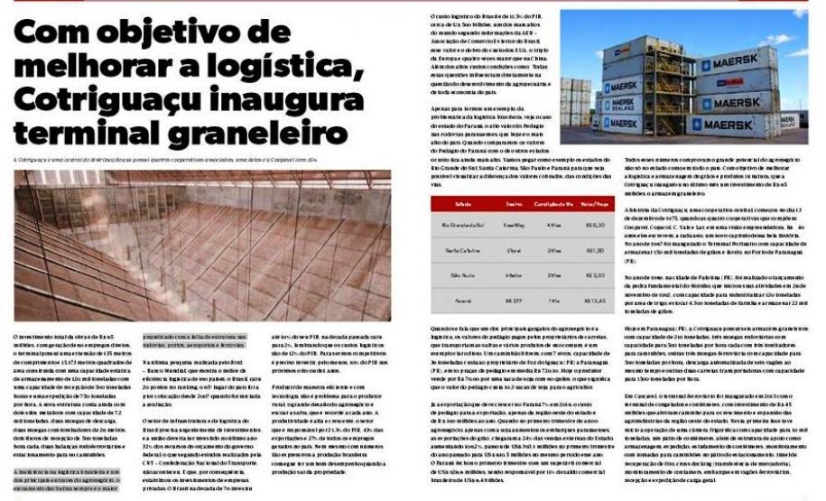 Cotriguaçu destaca atuação da Ferroeste 
em reportagem da revista Coopavel
