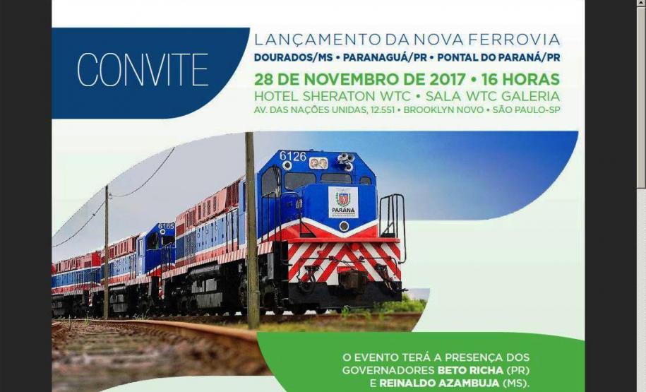 O Governo do Paraná e Ferroeste lançarão nova ferrovia em São Paulo